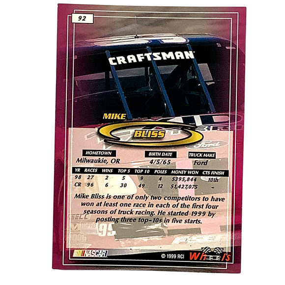 Mike Bliss #99 Exide Batteries, 1999 Wheels #92 NASCAR Craftsman Truck Series - Picture 3 of 4